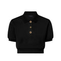 Cropped Monogram Button Polo Top