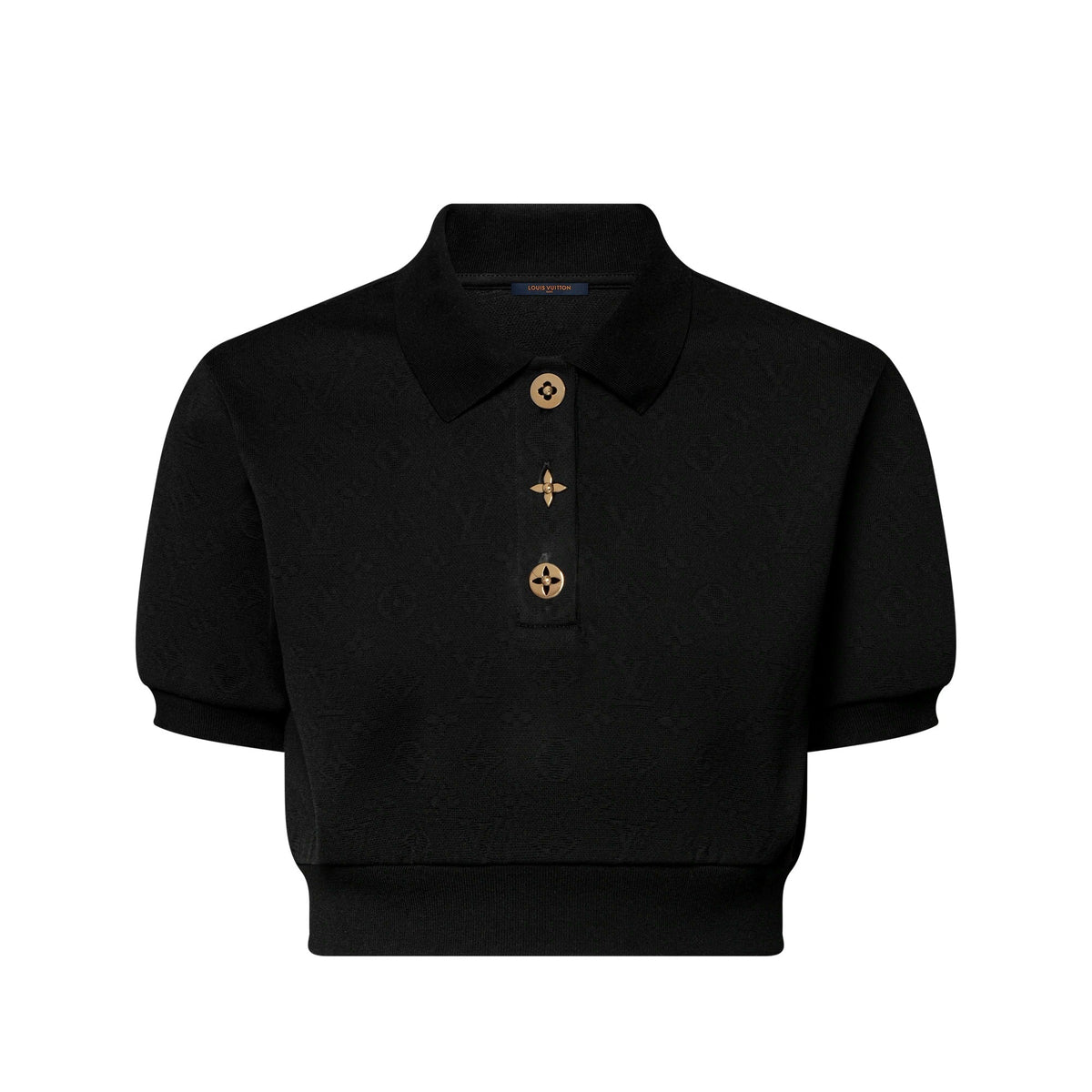 Cropped Monogram Button Polo Top