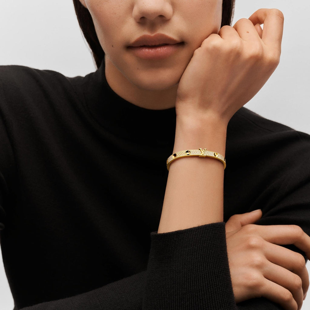 Empreinte Medium Bangle, Yellow Gold and Diamonds