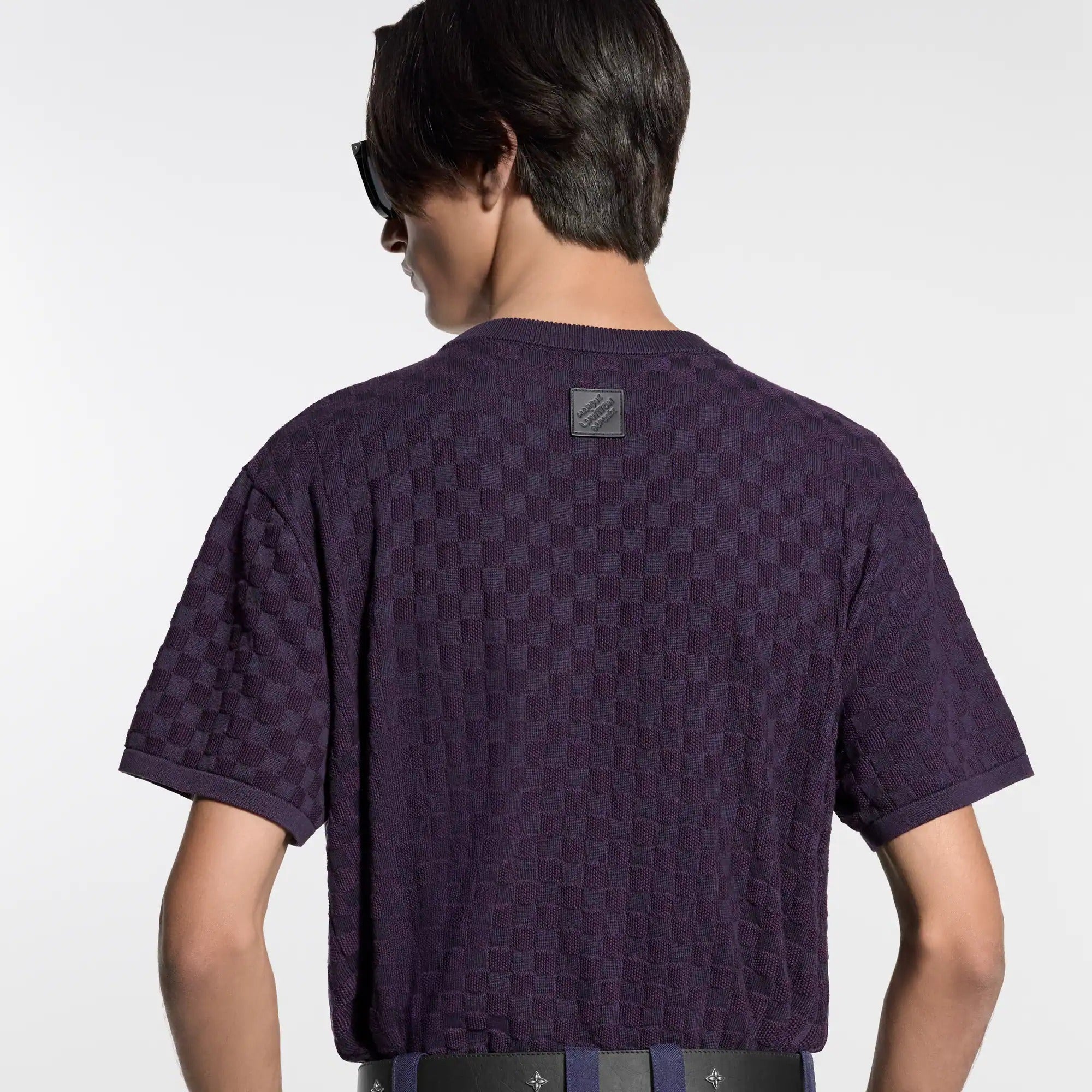 Damier Jacquard Short-Sleeved Crewneck