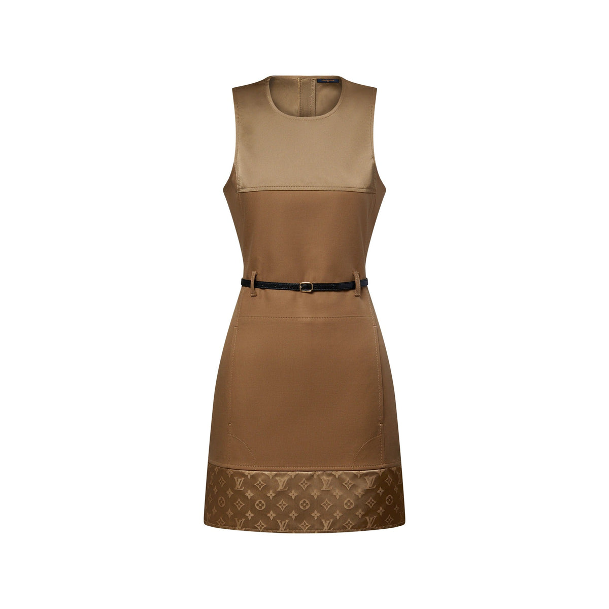 Bi-Material Belted Dress