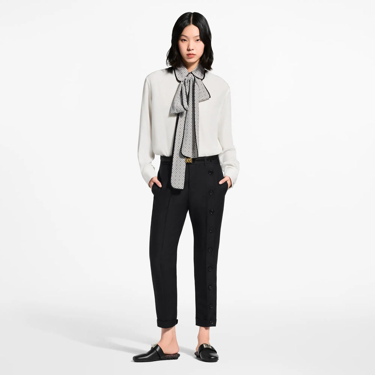 Button Leg Tailored Pants