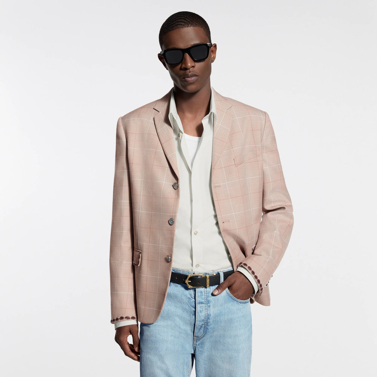 Single-Breasted Jacket With Bead-Embroidered Details