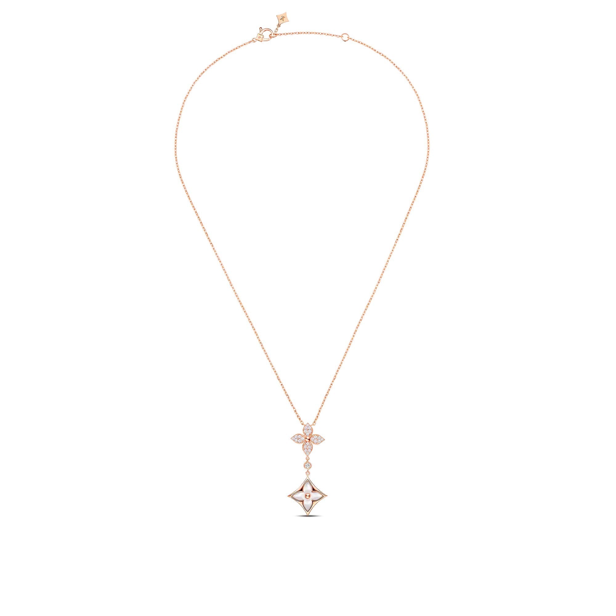 Color Blossom M Star Multi-Motif Pendant, Pink Gold, White Mother-of-Pearl and Diamonds