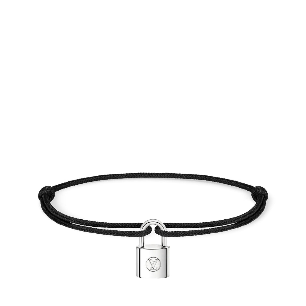 Silver Lockit Bracelet, Sterling Silver and Black Polyester Cord