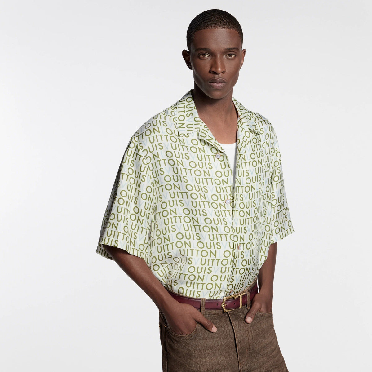 Short-Sleeved Printed Silk Shirt