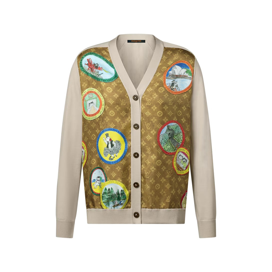 Monogram Cat Stamp Cardigan
