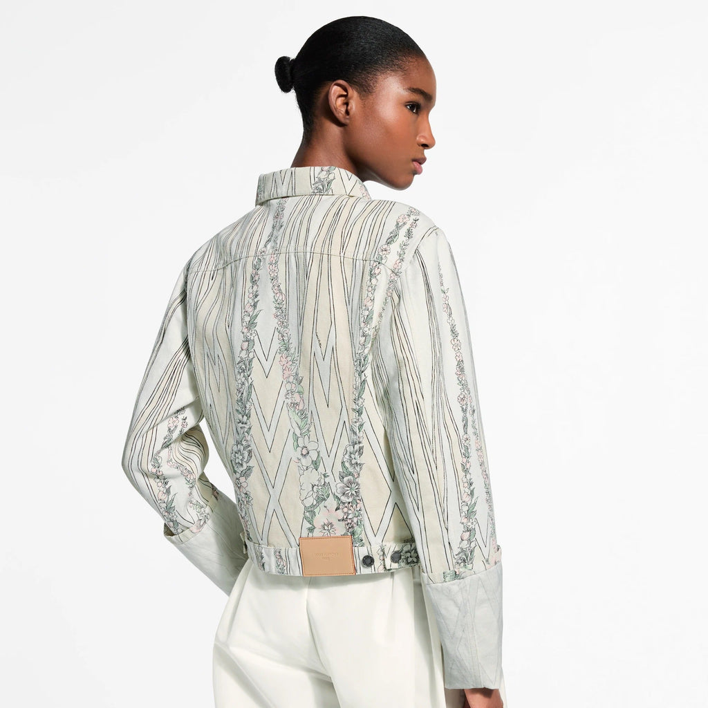 Floral Wallpaper Print Denim Jacket