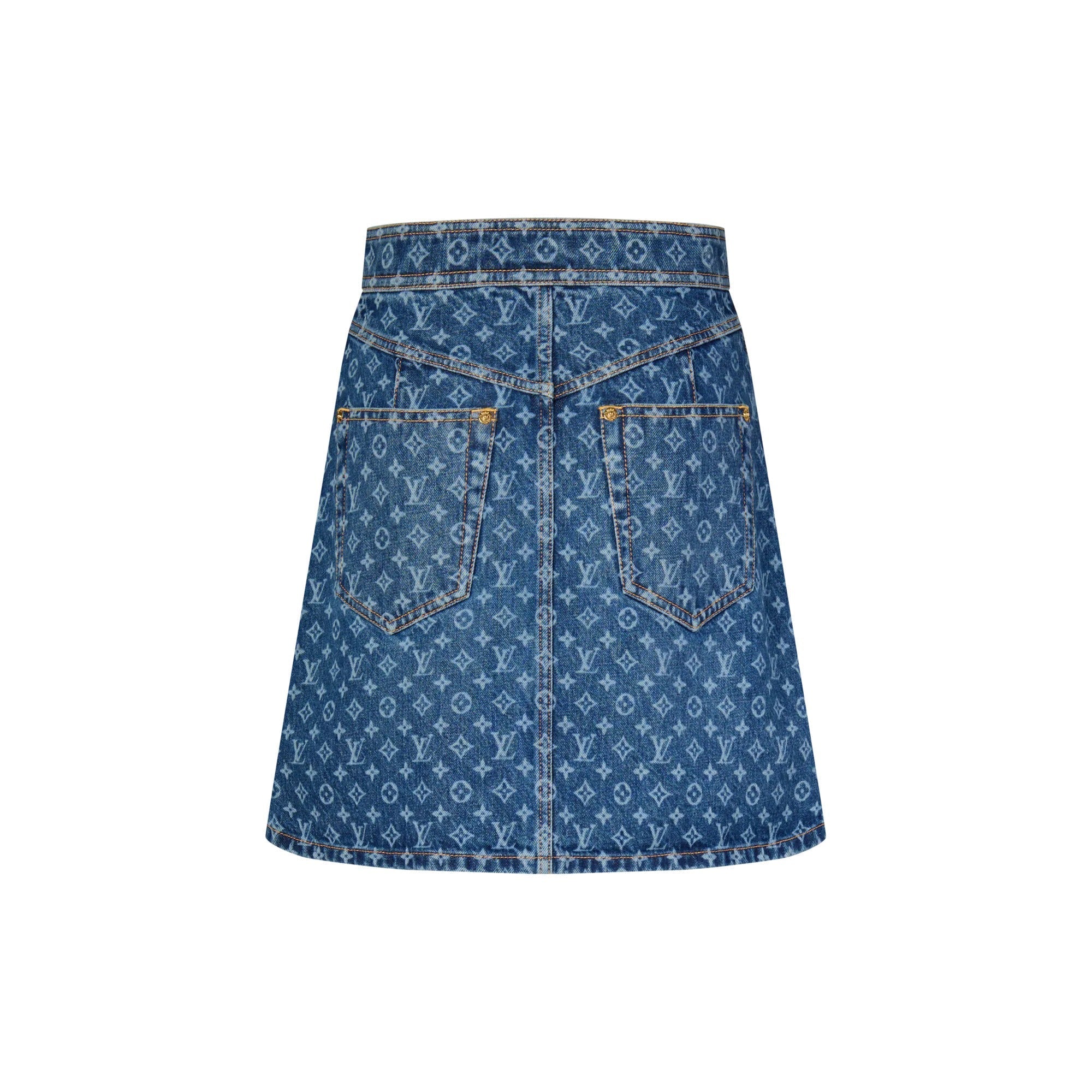 Monogram Denim A-Line Skirt