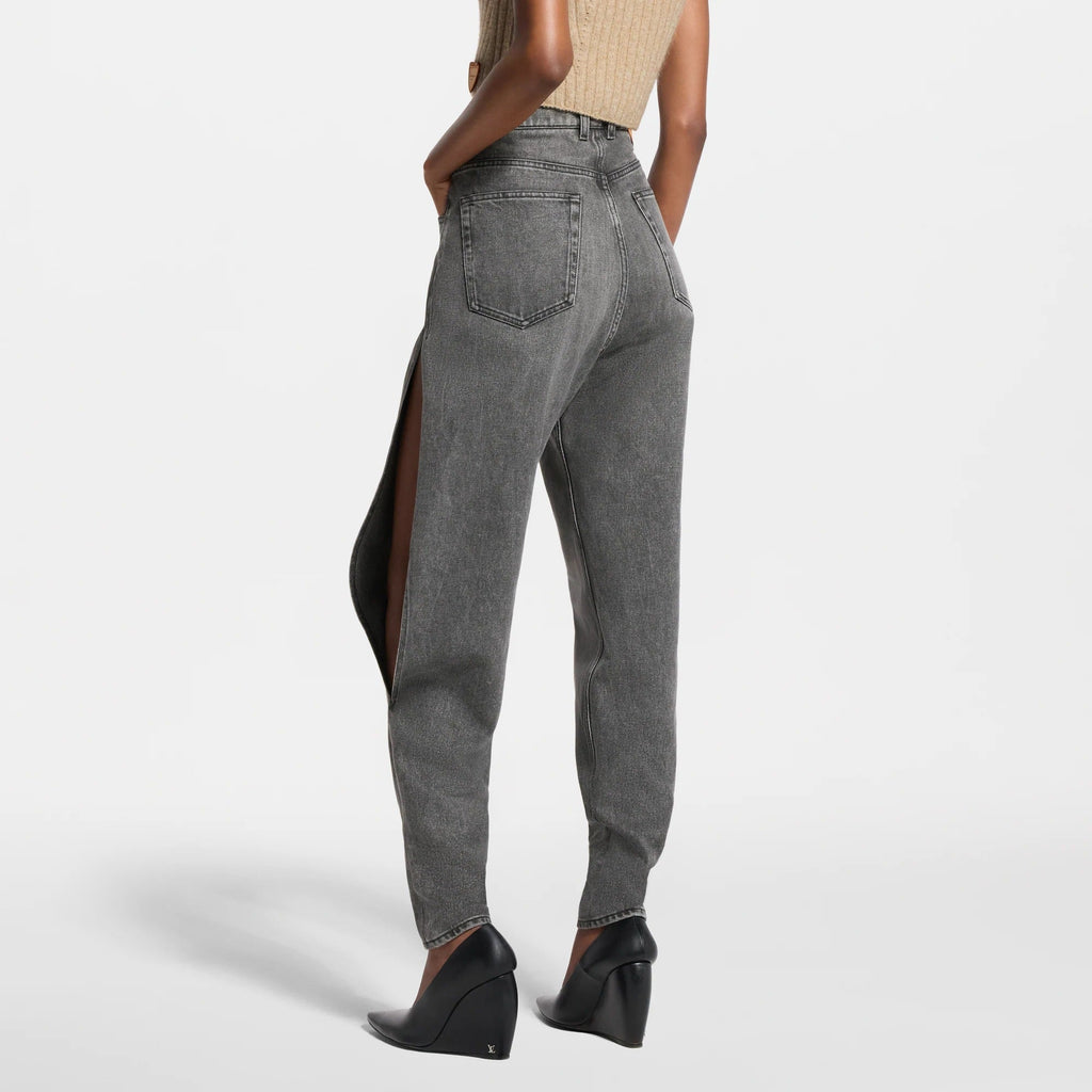 Split-Leg Tapered Balloon Jeans