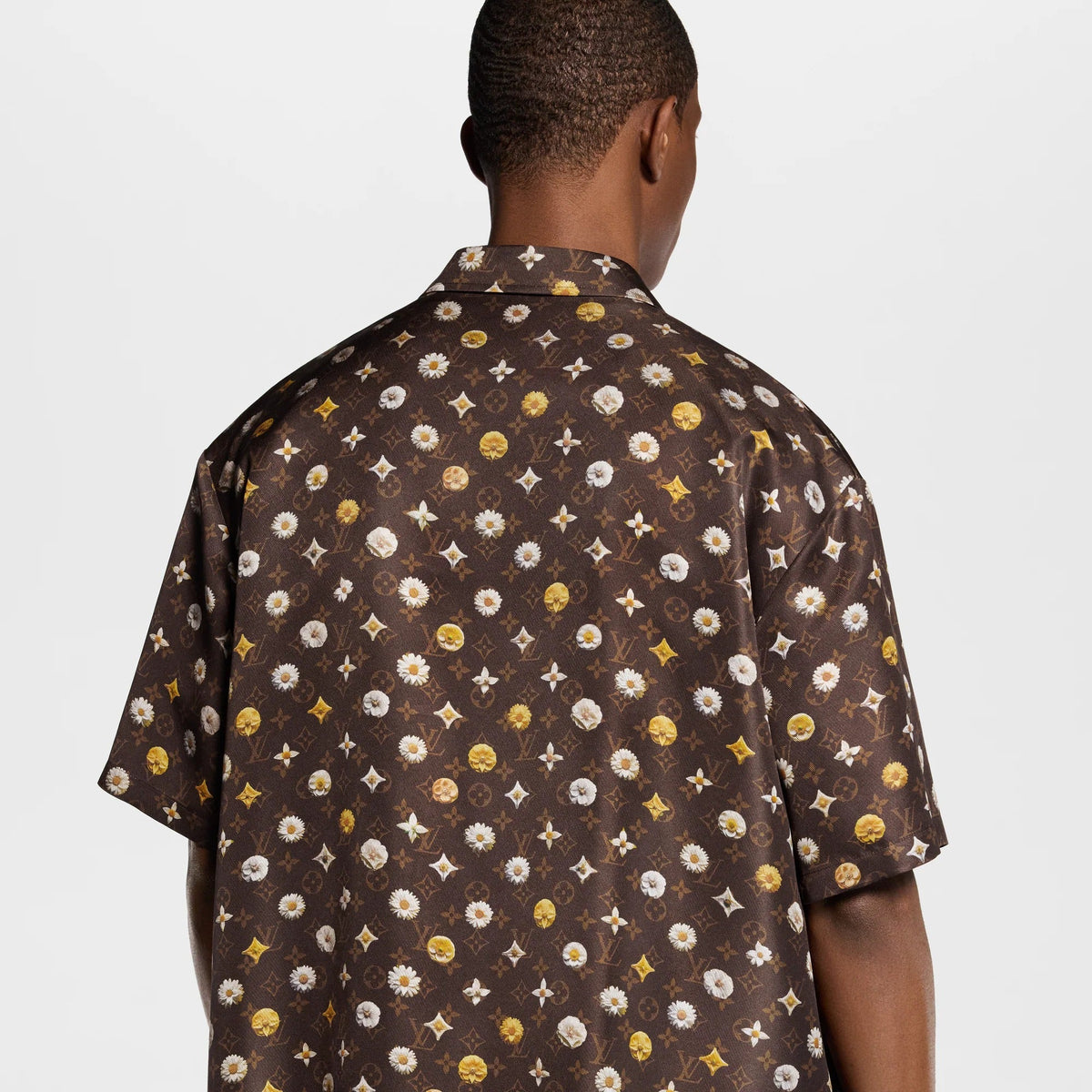 Monogram Printed Short-Sleeved Silk Shirt