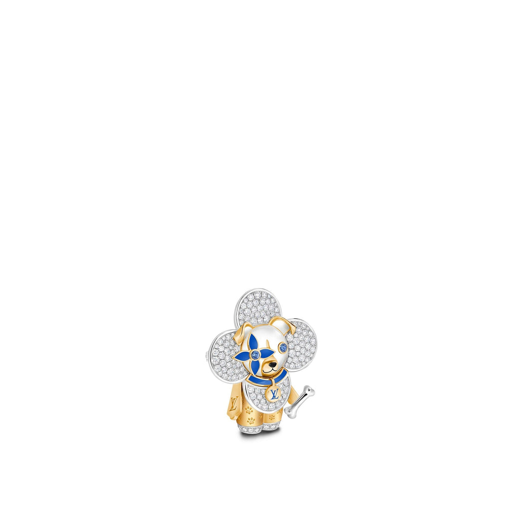 Vivienne Dog Pendant, Yellow Gold, White Gold, Lacquer, Diamonds & Colored Gemstones