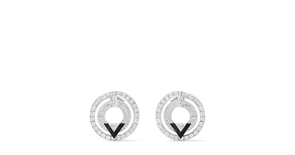 Pure V Hoops, White Gold, Onyx and Diamonds