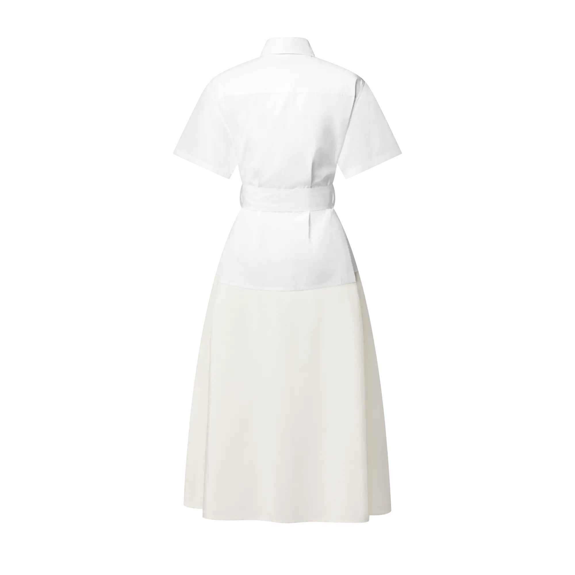 Color-Blocked Belted Shirt Dress