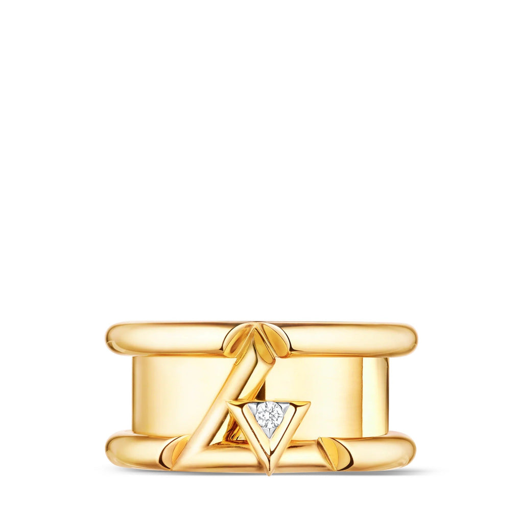 LV Volt One Band Ring, Yellow Gold And Diamond