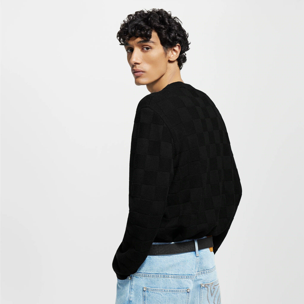 Embellished Wool Damier Pullover