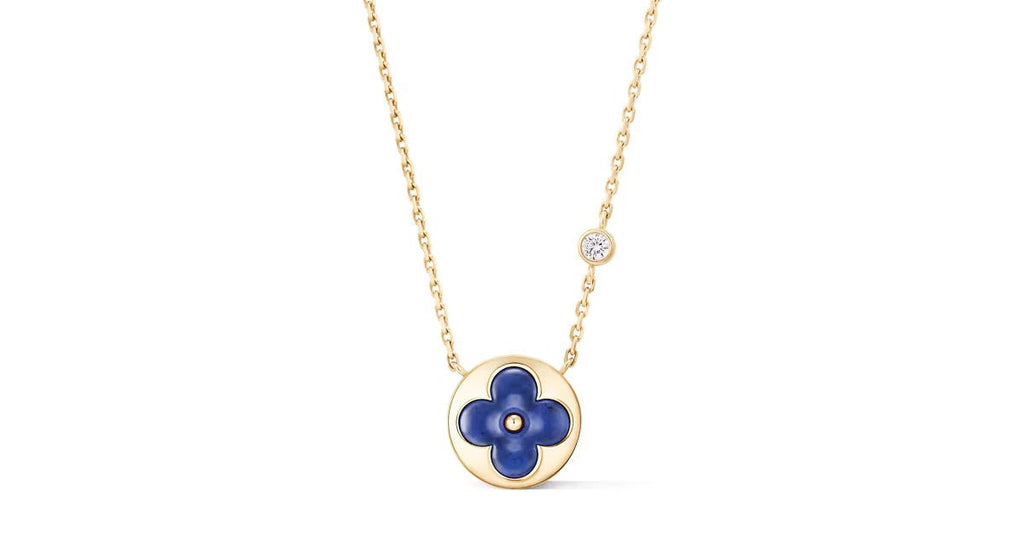 Color Blossom BB Sun Pendant, Yellow Gold, Sodalite and Diamond