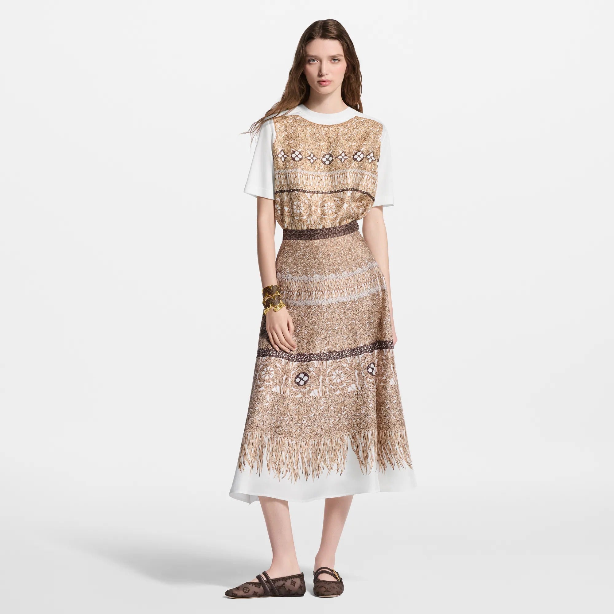 Woven Print Fluid Skirt