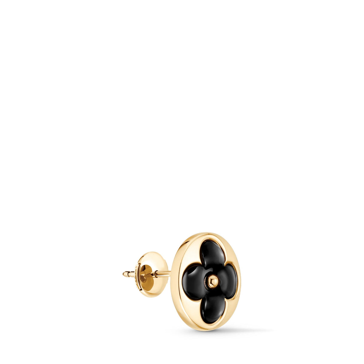 Color Blossom BB Sun Ear Stud, Yellow Gold and Onyx - Per Unit