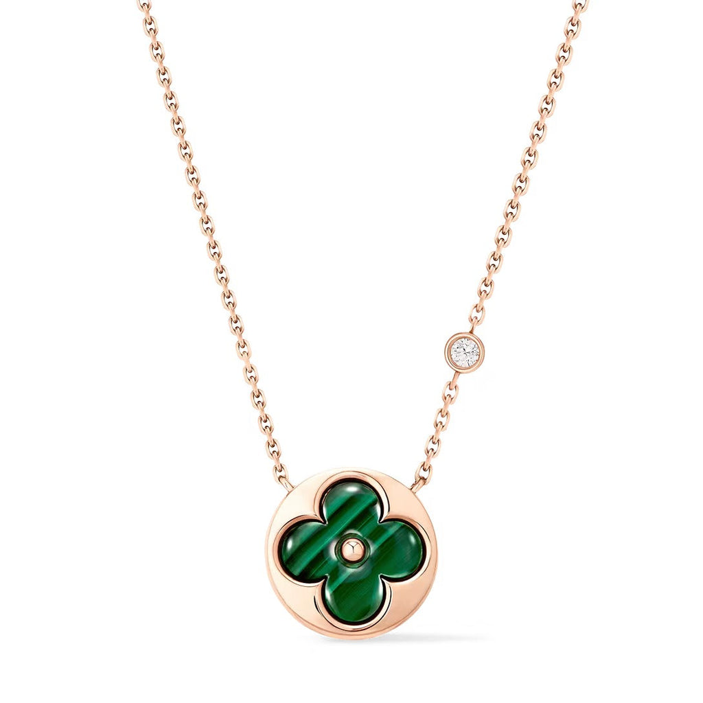 Color Blossom BB Sun Pendant, Pink Gold, Malachite and Diamond