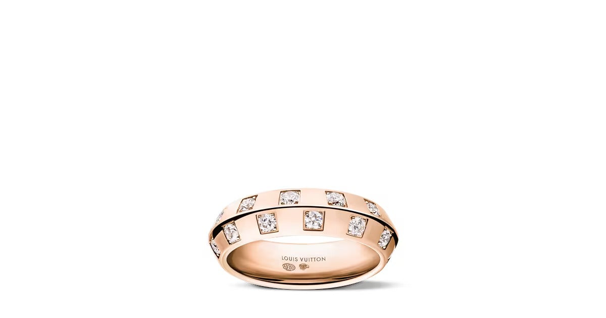 Le Damier de Louis Vuitton Medium Ring, Rose Gold and Diamonds