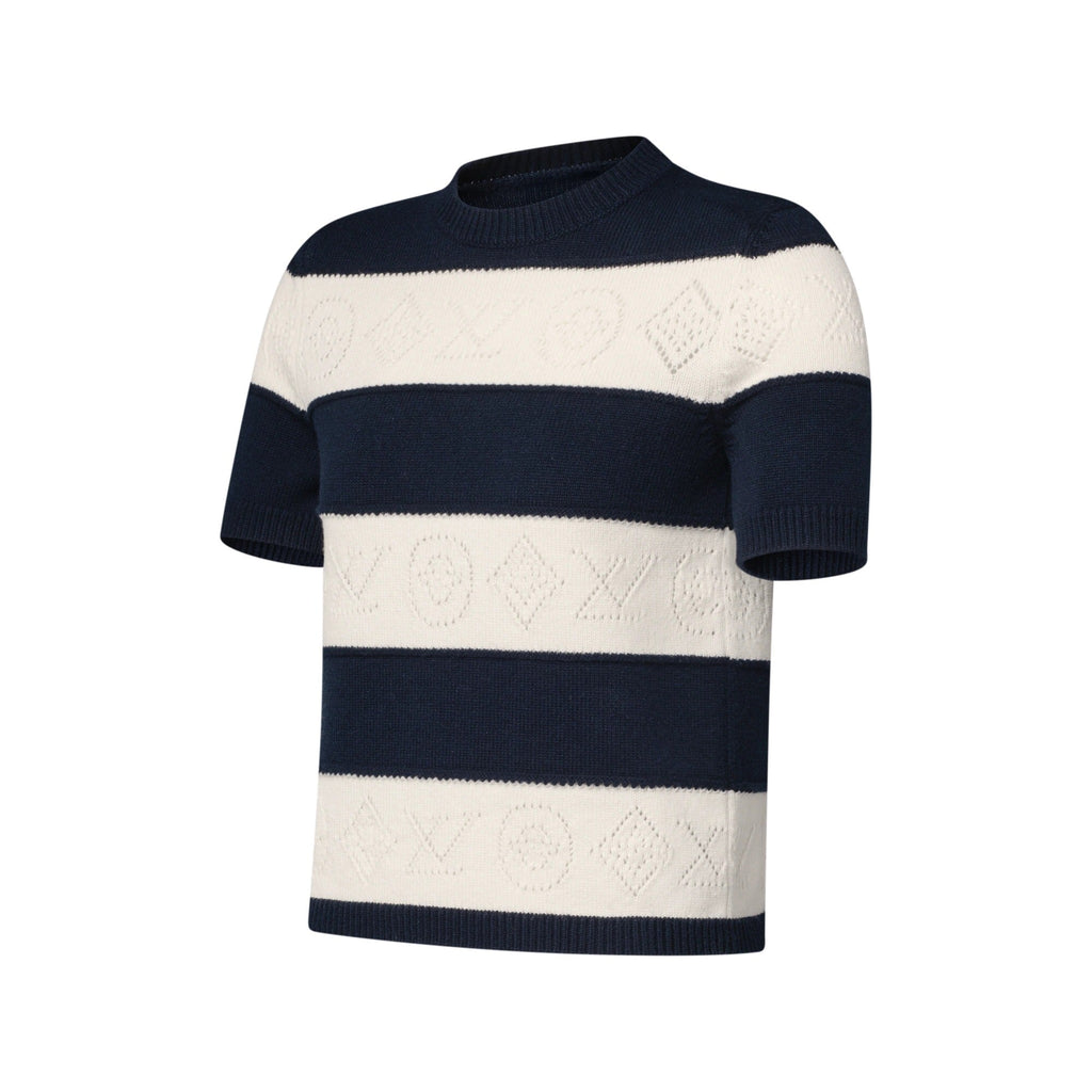 Openwork Striped Knit Top