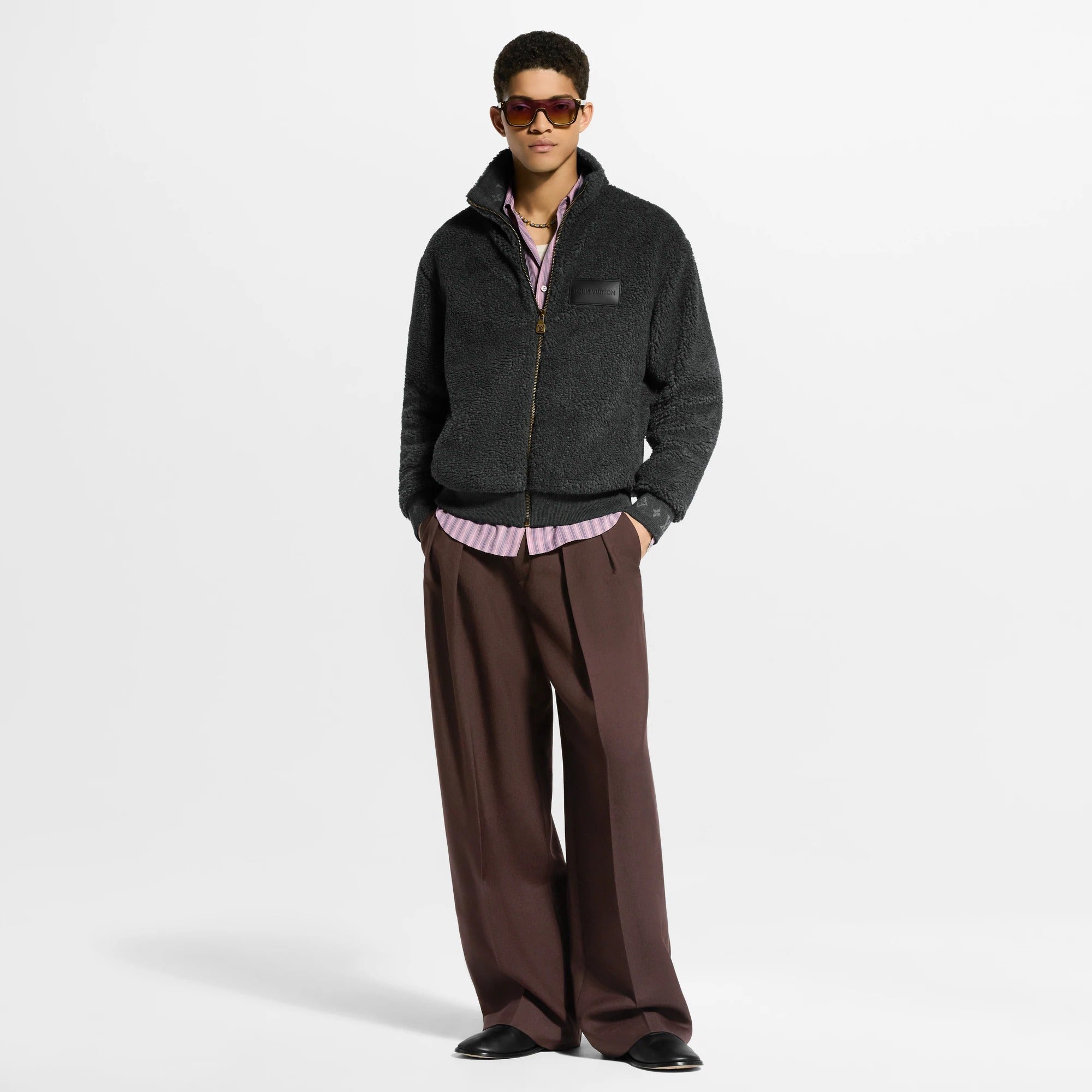 Leather Patch Fleece Blouson