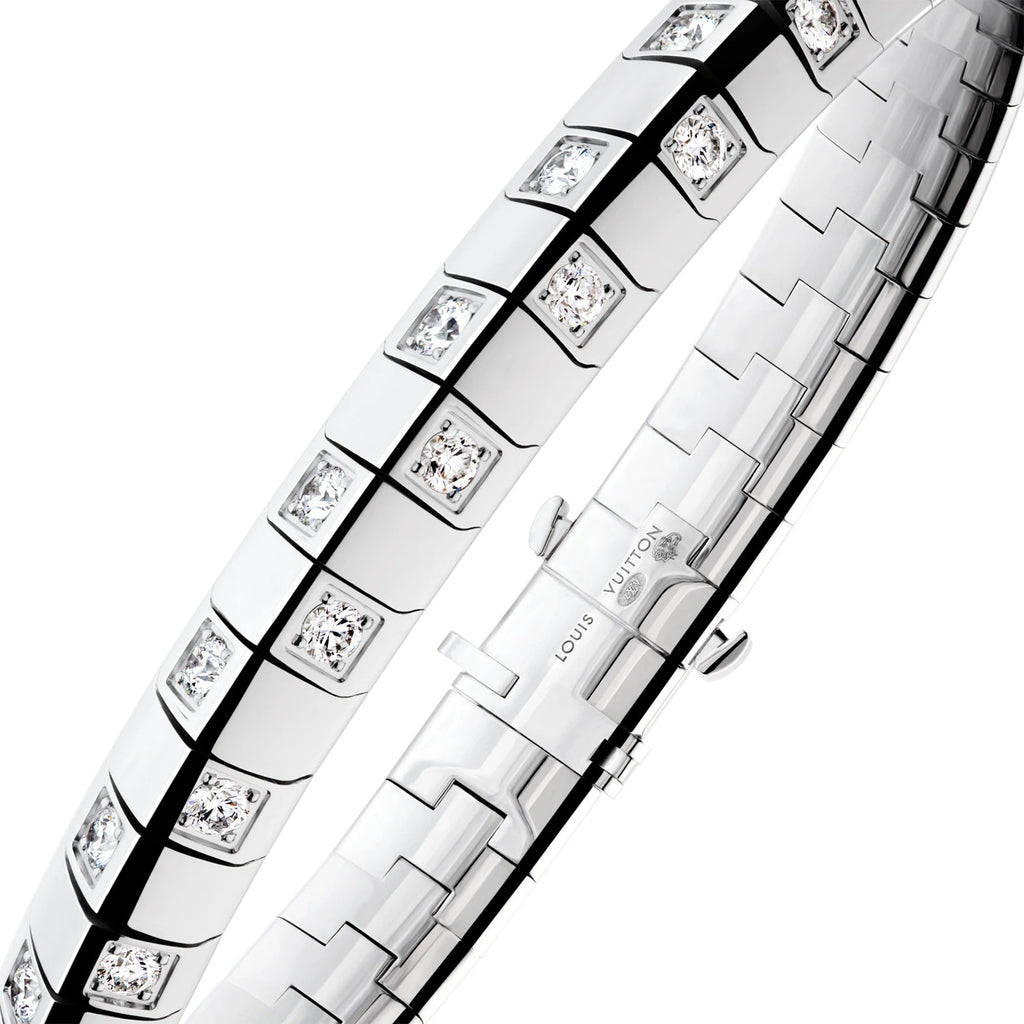 Le Damier de Louis Vuitton Large Bracelet, White Gold and Diamonds