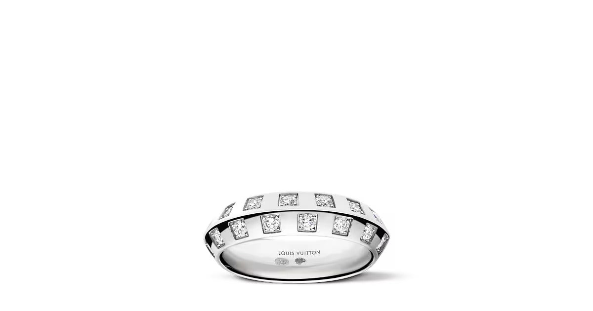 Le Damier de Louis Vuitton Medium Ring, White Gold and Diamonds