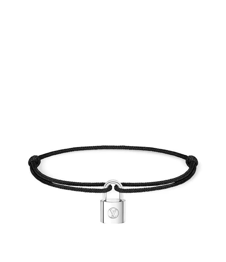 Silver Lockit Bracelet, Sterling Silver and Black Polyester Cord