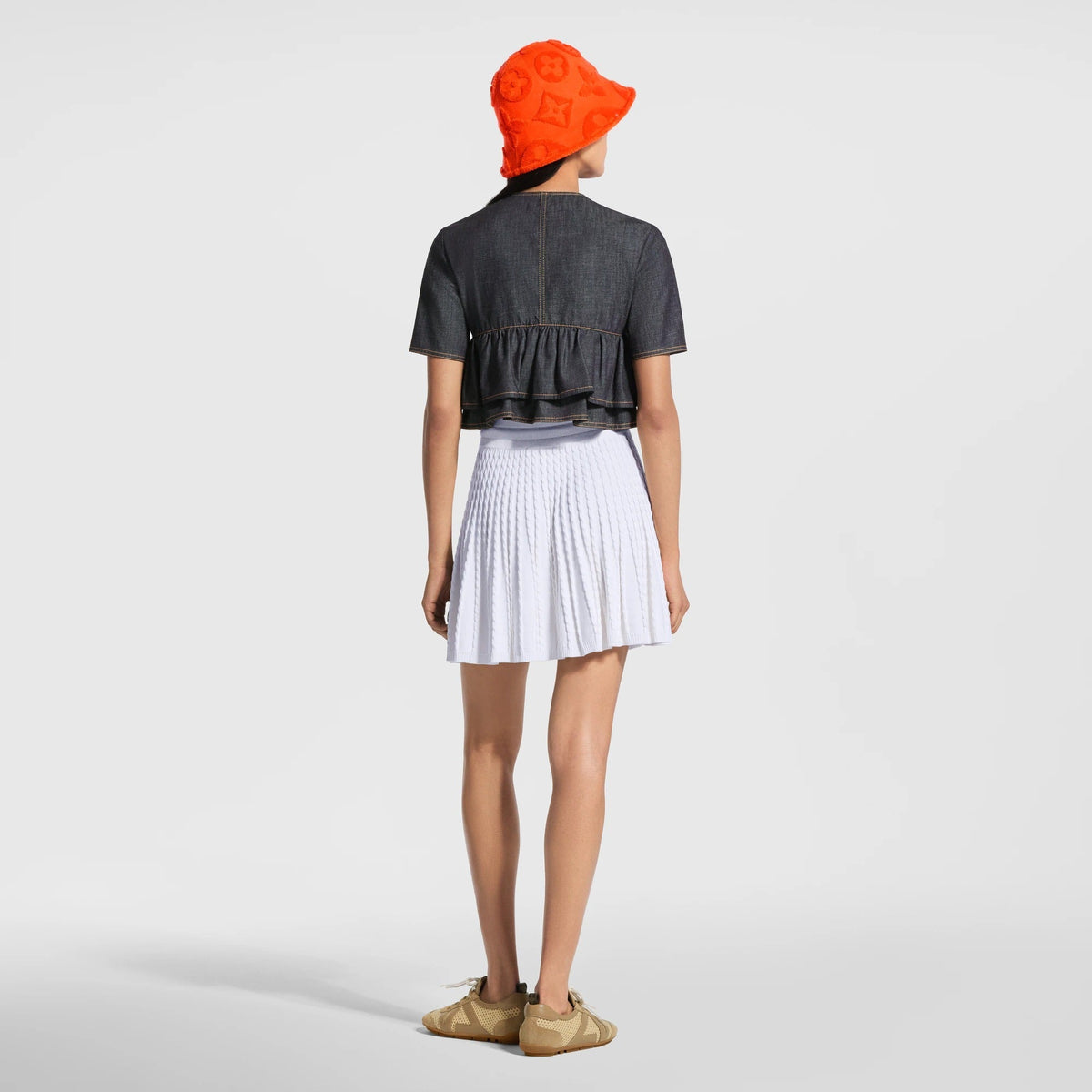 Ruffle Hem Denim Top