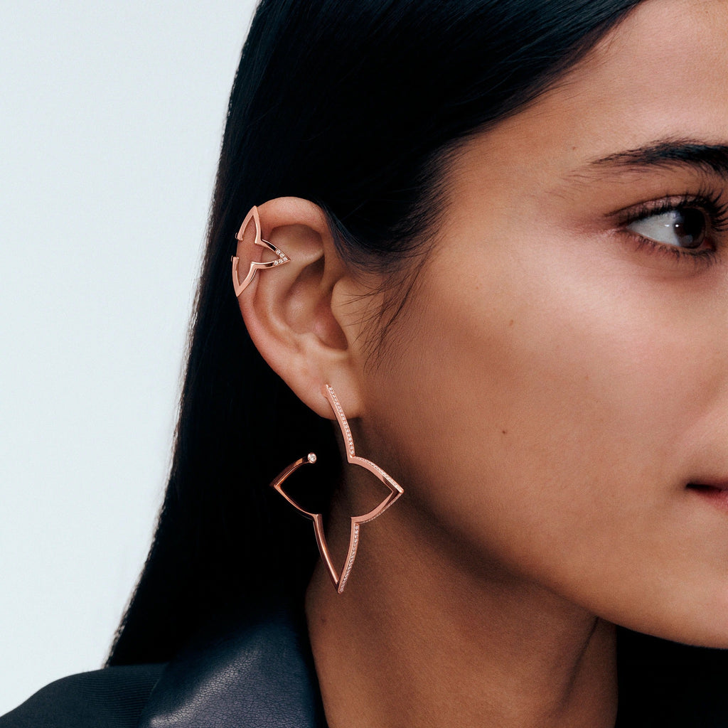 Ombre Blossom XL Hoops, Pink Gold and Diamonds