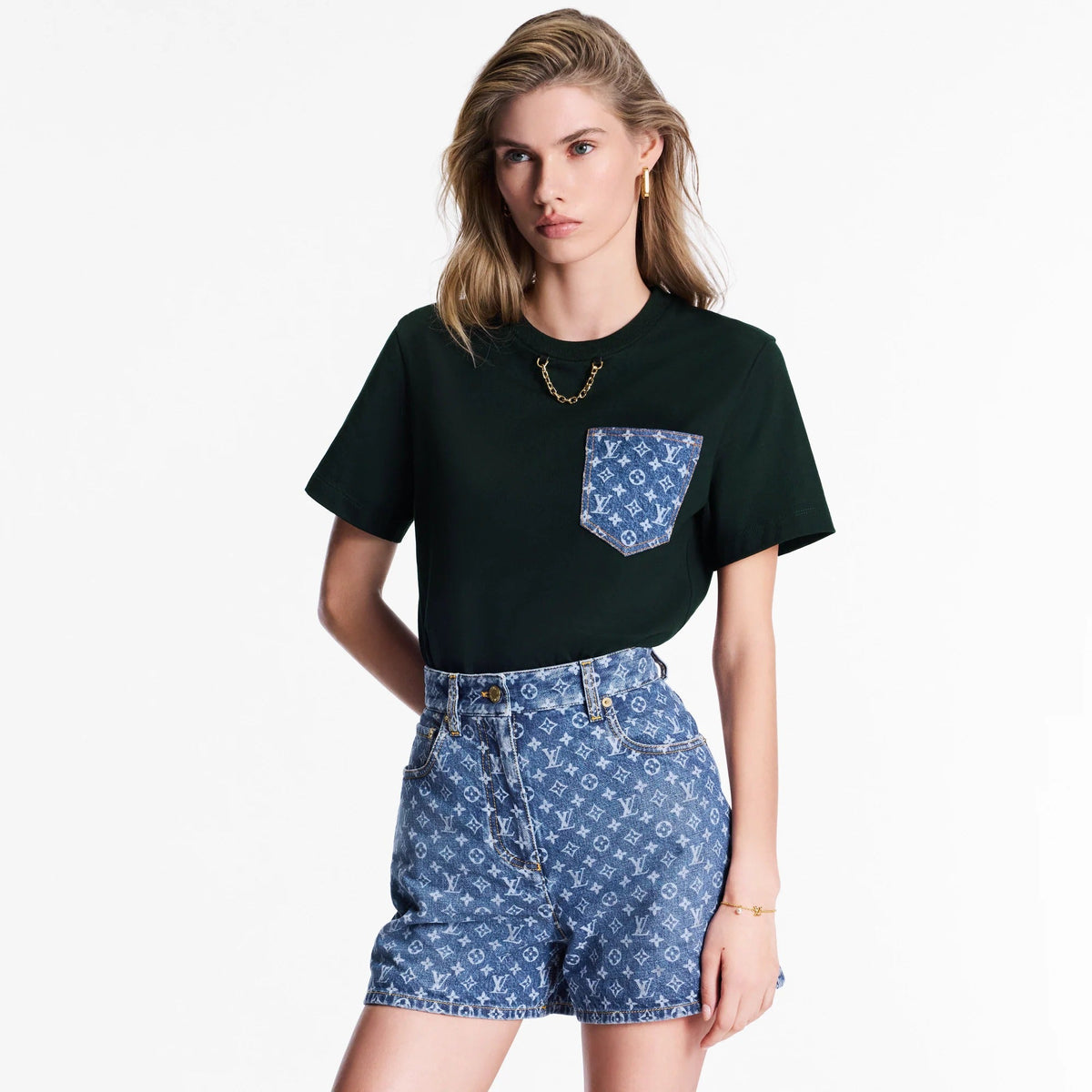 Monogram Denim Shorts