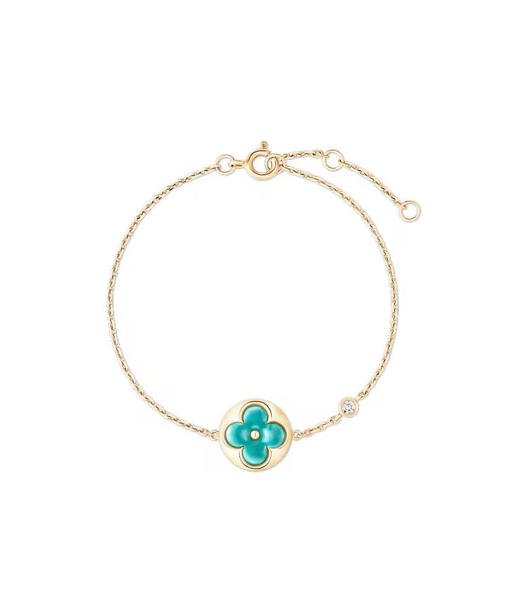 Color Blossom BB Sun Bracelet, Yellow Gold, Amazonite and Diamond