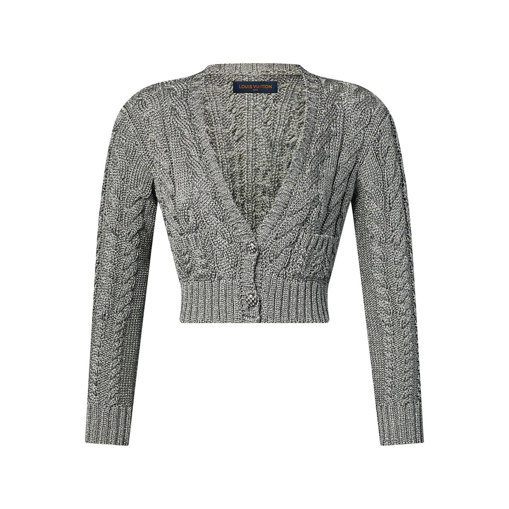 Cropped Cable Knit Cardigan