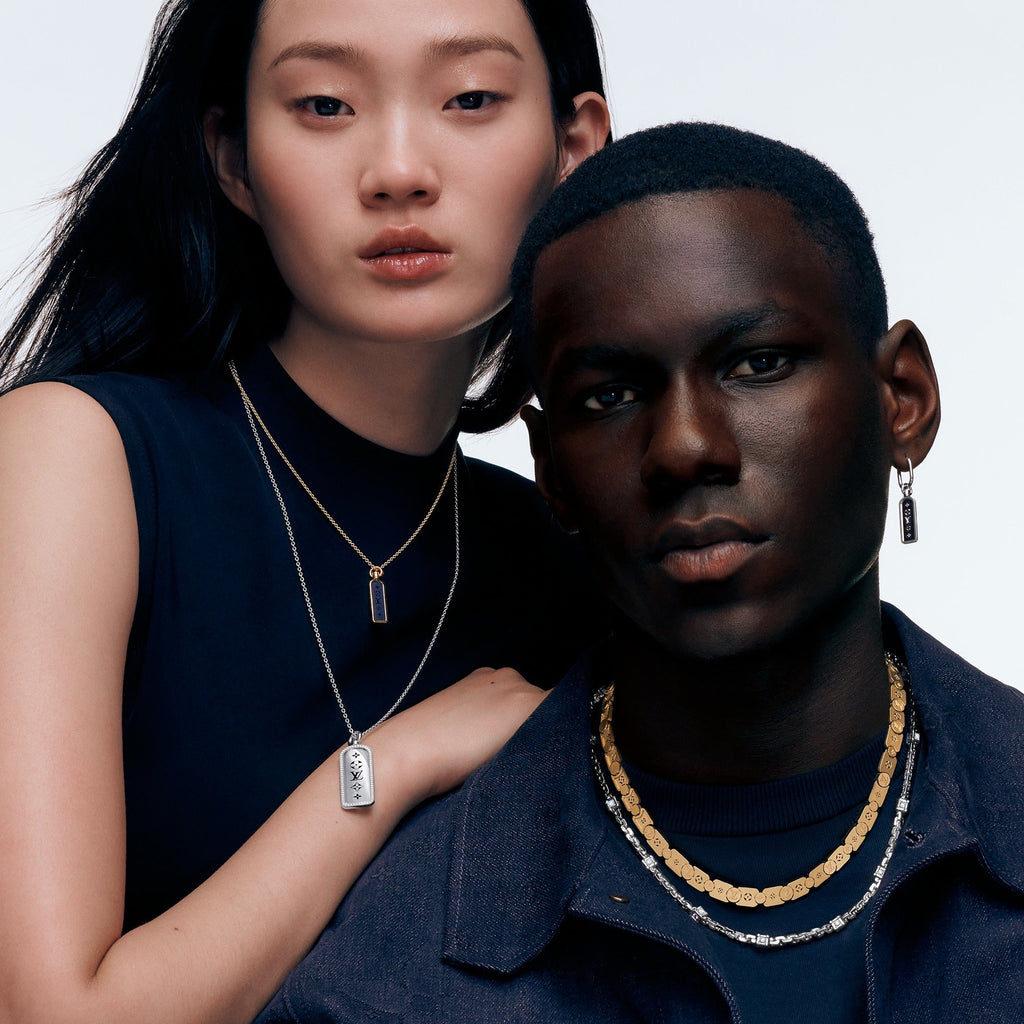 Les Gastons Vuitton Small Tag Pendant, Yellow Gold and Blue Titanium
