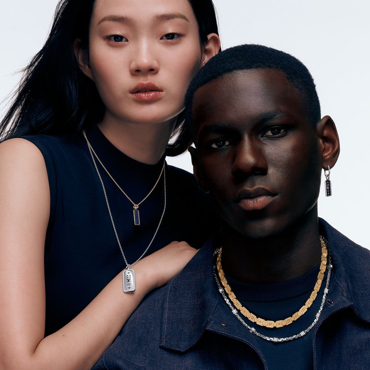 Les Gastons Vuitton Small Tag Pendant, Yellow Gold and Blue Titanium