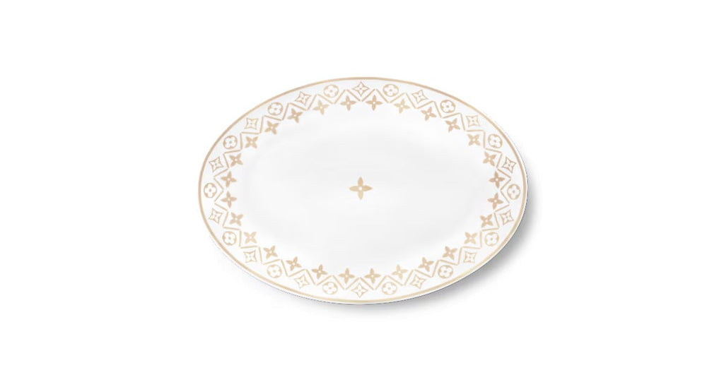 Oval Plate Monogram Flower Tile