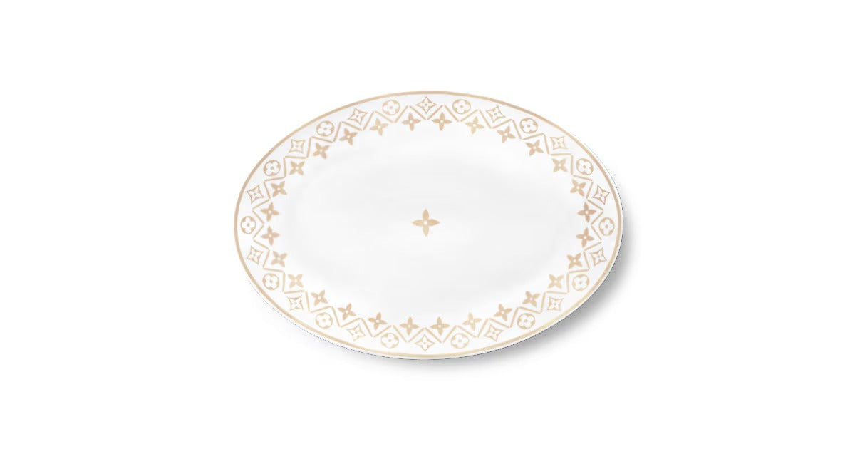 Oval Plate Monogram Flower Tile