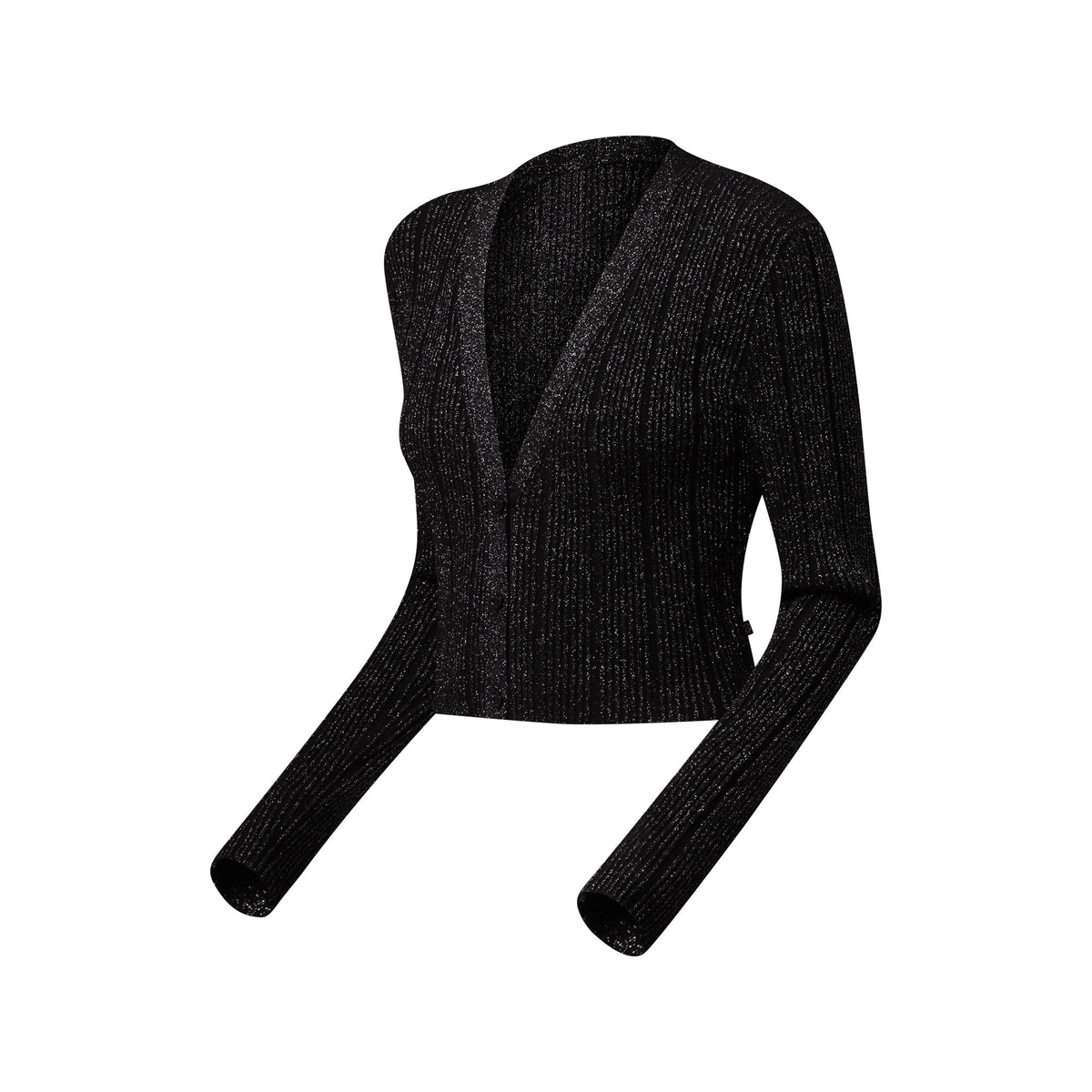 Cropped Rib-Knit Lurex Cardigan