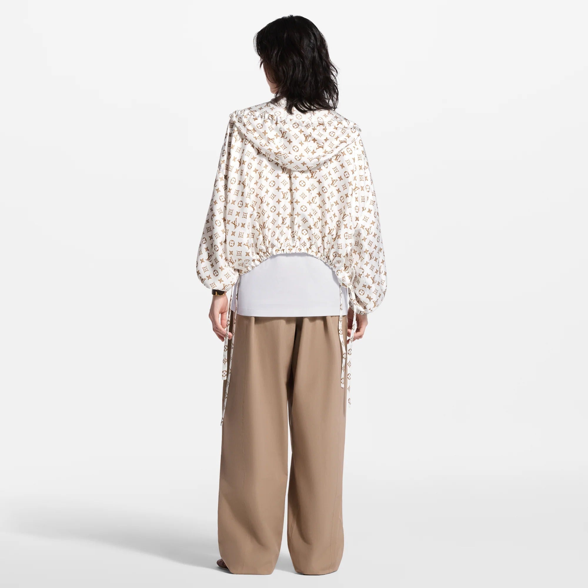 Woven Monogram Print Drawstring Jacket