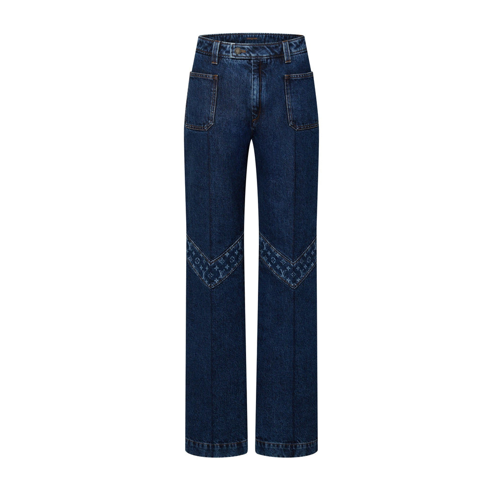 Monogram Accent Raw Denim Jeans