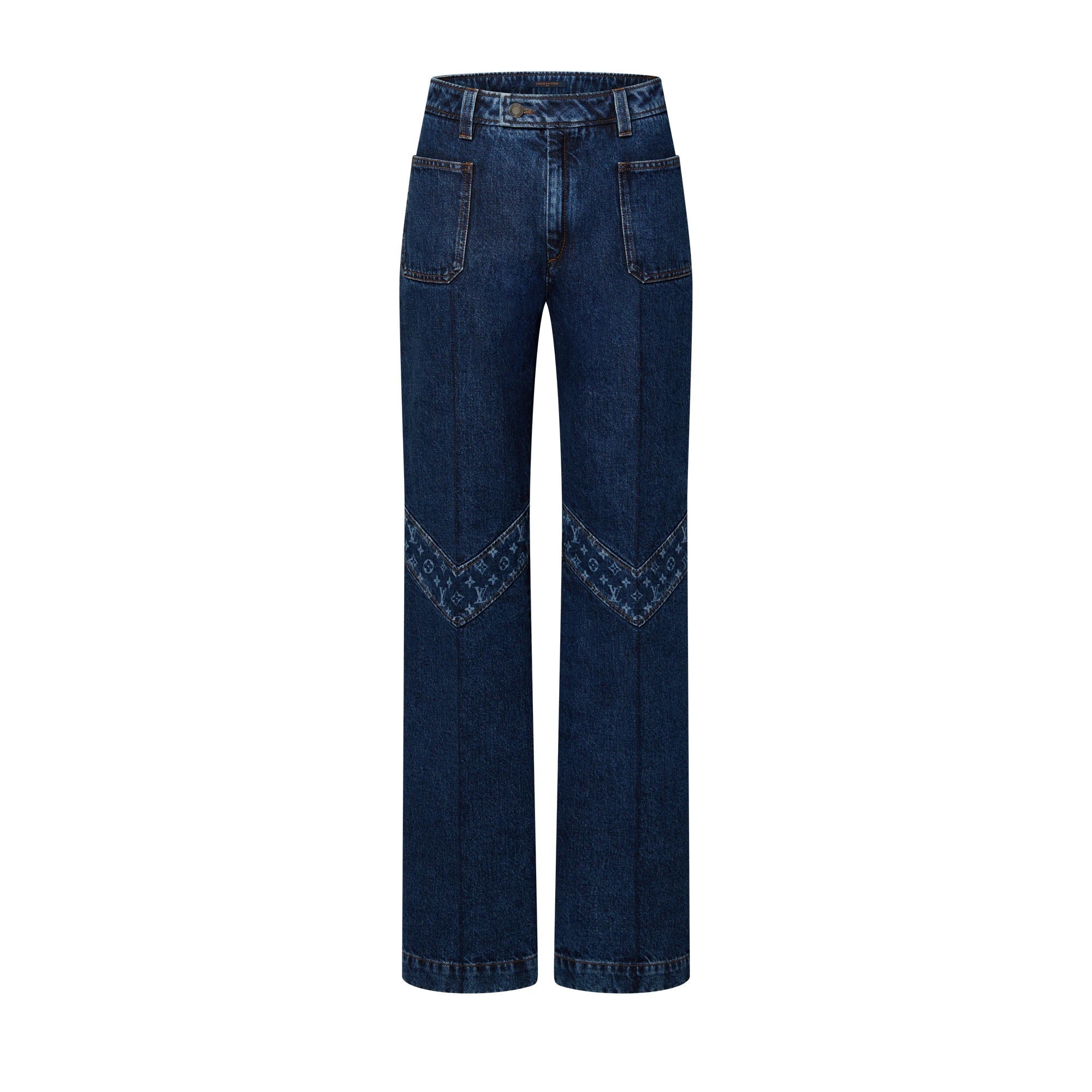 Monogram Accent Raw Denim Jeans
