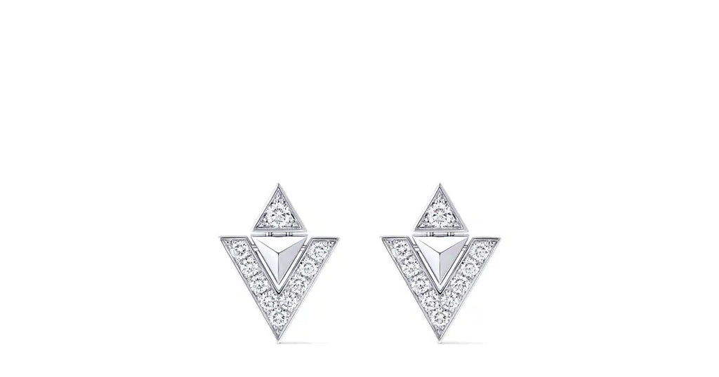 Pure V Earrings, White Gold and Diamonds