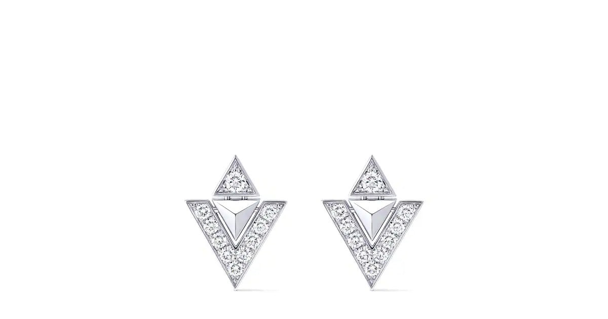 Pure V Earrings, White Gold and Diamonds