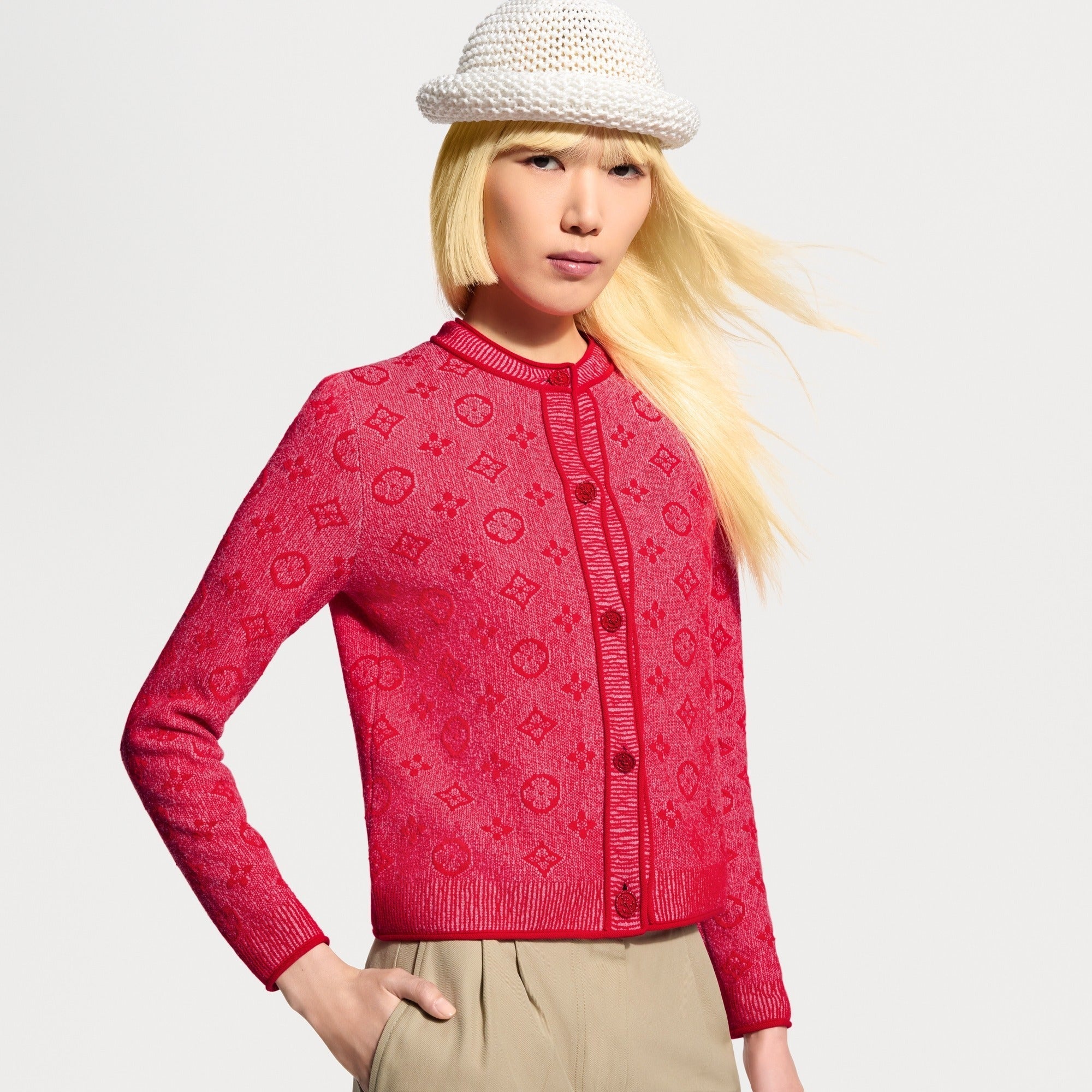 Monogram Tweed-Effect Knit Cardigan