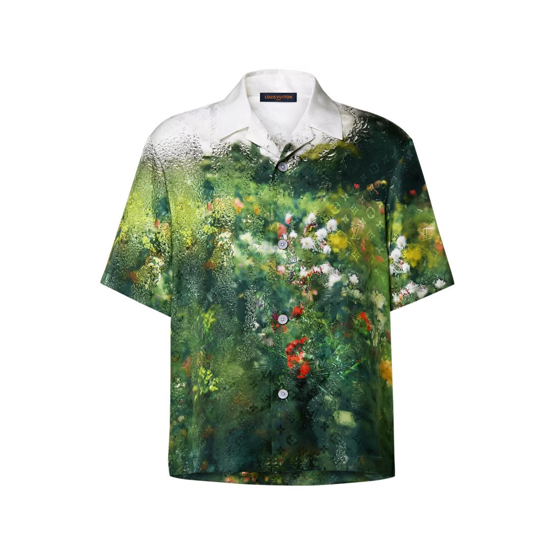 Monogram Silk Short-Sleeved Shirt
