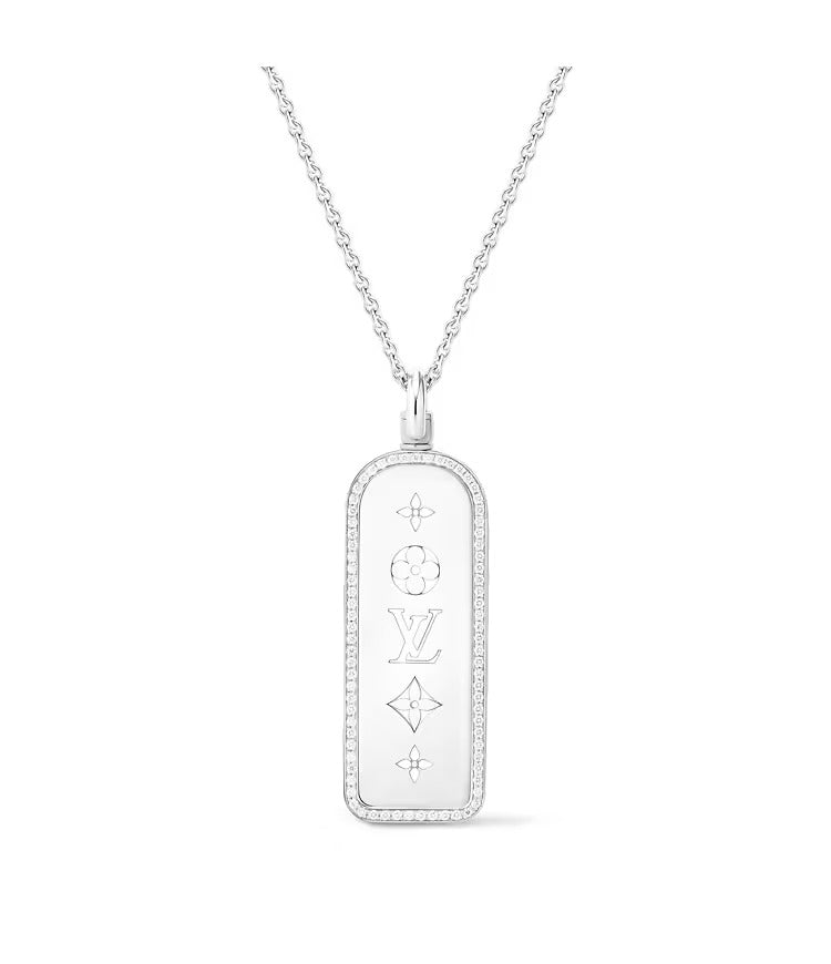Les Gastons Vuitton Large Tag Pendant, White Gold and Diamonds