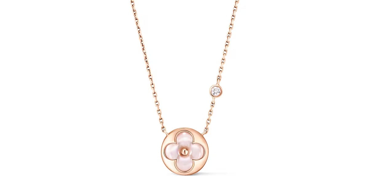 Color Blossom BB Sun Pendant, Pink Gold, Pink Mother-of-Pearl and Diamond