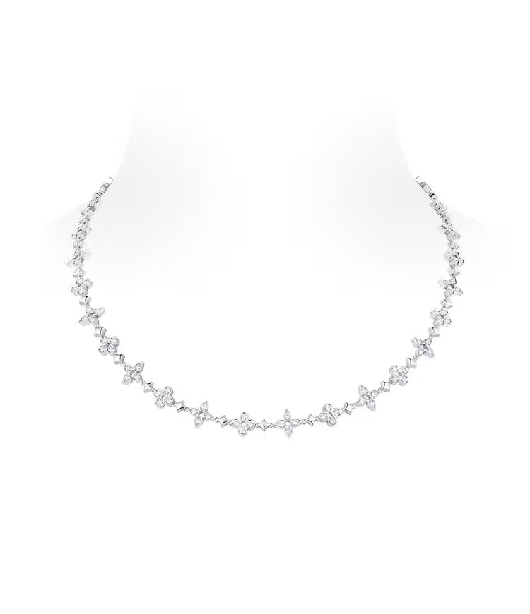 Dentelle One Row Necklace, White Gold And Diamonds